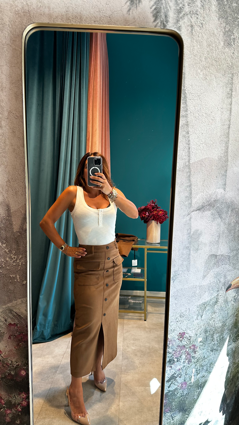 Miniatura: Gonna midi a tubo in simil suede