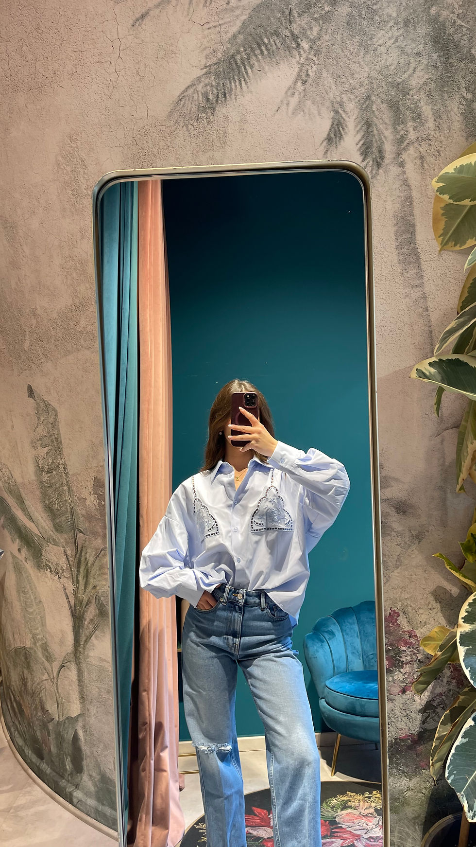 Thumbnail: Camicia morbida in cotone con ricami a merletto 