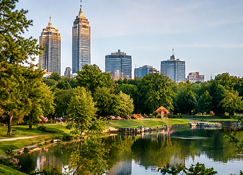 Golden Park Reflections and Skyline