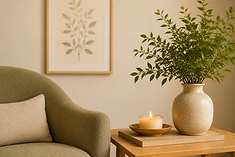 Serene home corner with greenery
