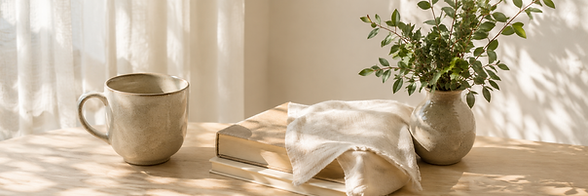 Sunlit Linen and Leafy Still Life