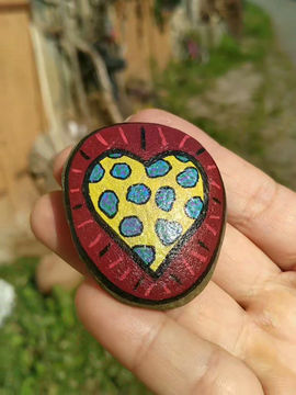 Miniature : Coeur de dragon - cœur vibratoire - peinture sur galet 
