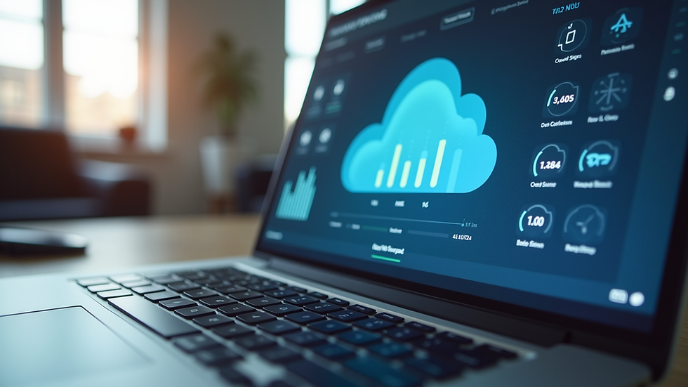 Close-up view of a laptop screen showing cloud storage dashboard