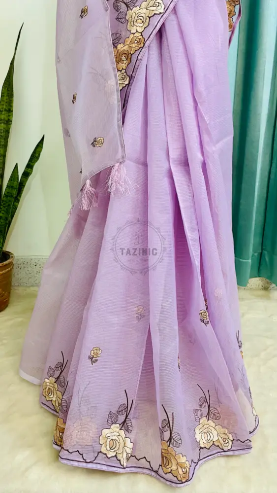 Thumbnail: Silk Kota Rose Cutwork - Lavender