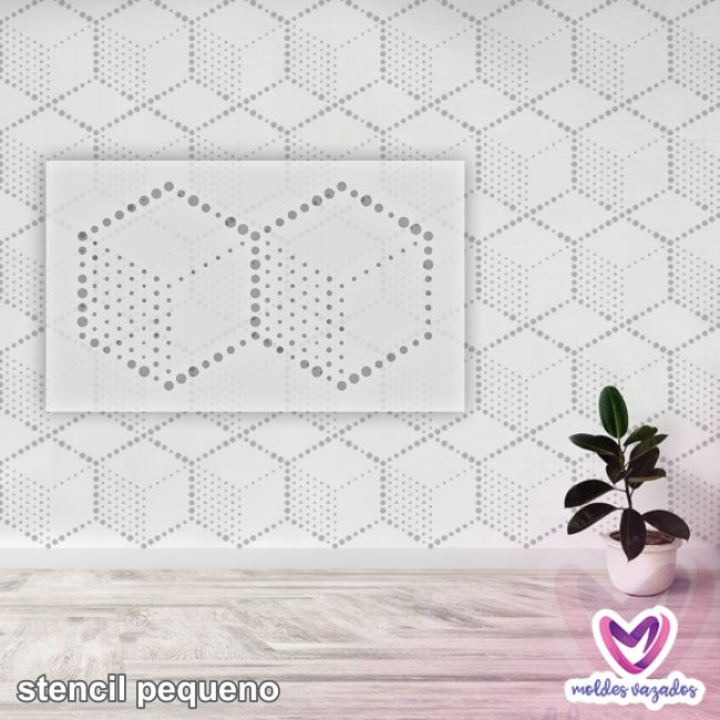 Miniatura: Stencil Hexágonos 3D Bolinhas - 2