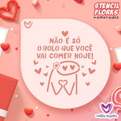 Miniatura: Stencil Bento Cake - Florks Namorados