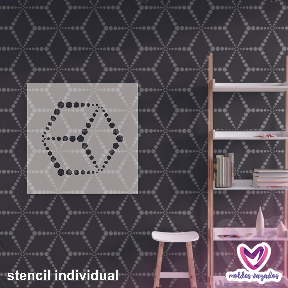 Miniatura: Stencil Hexágonos 3D Bolinhas - 1