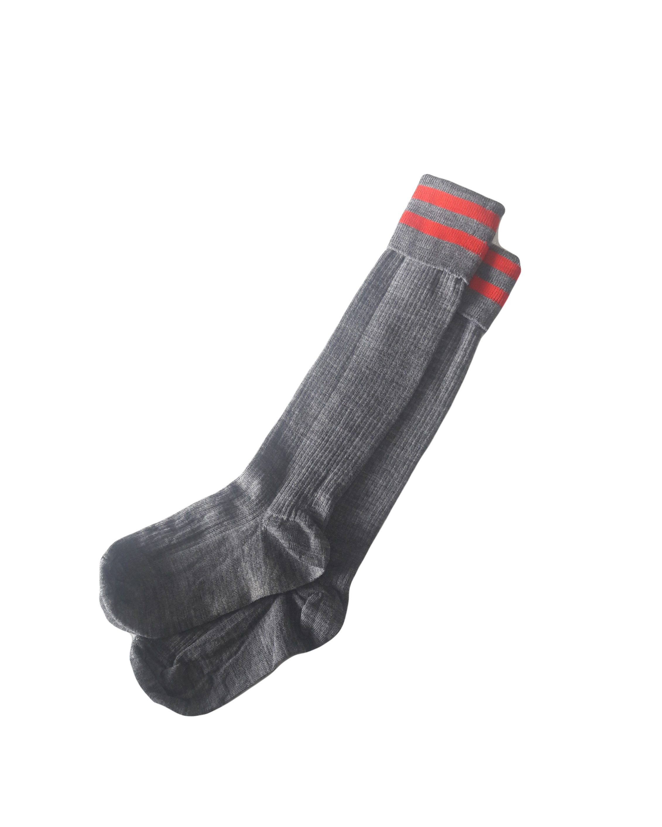 SOCKS Grey/Red Knee High (MERINO)