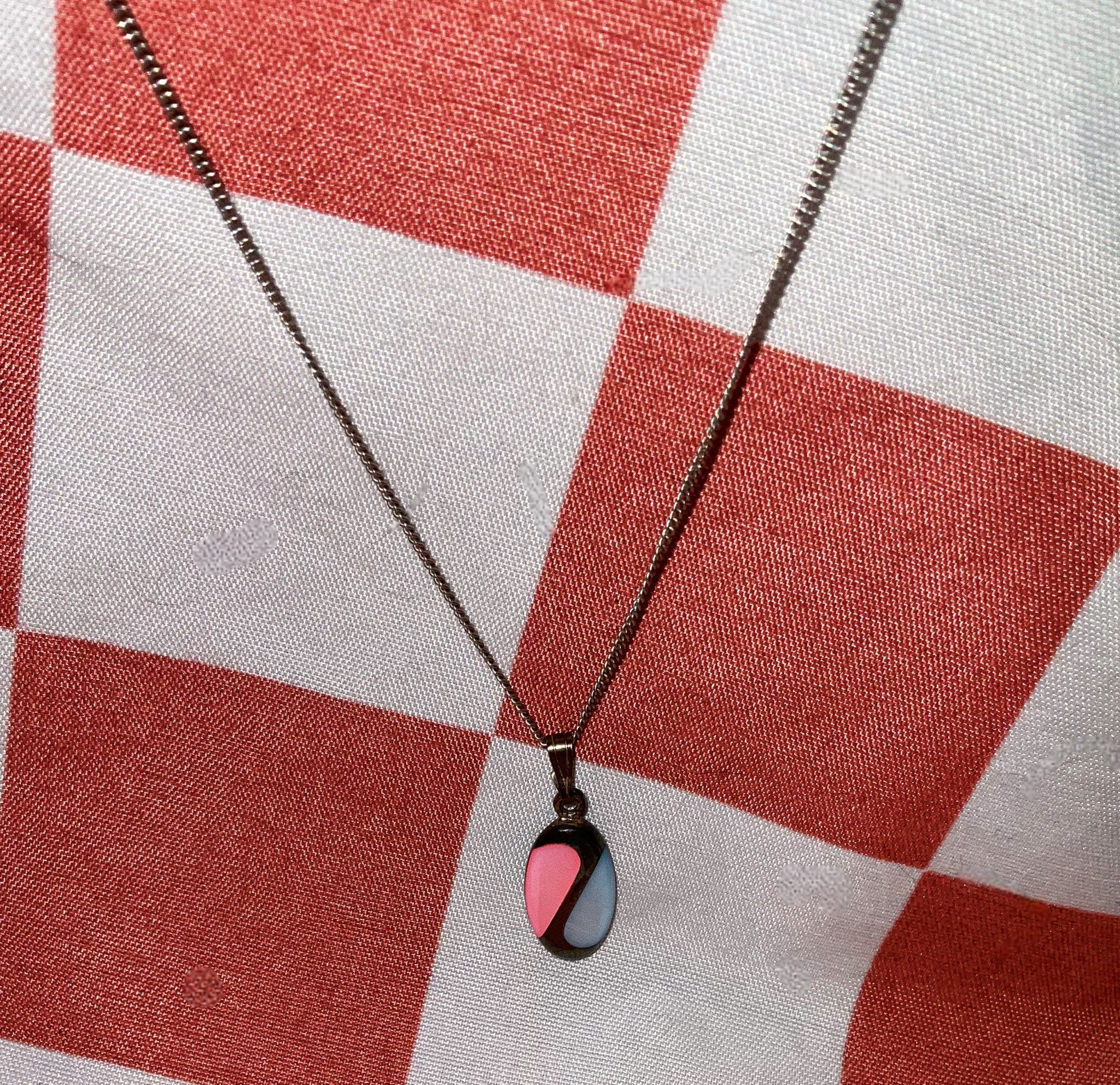 Pink and Blue Silver Necklace