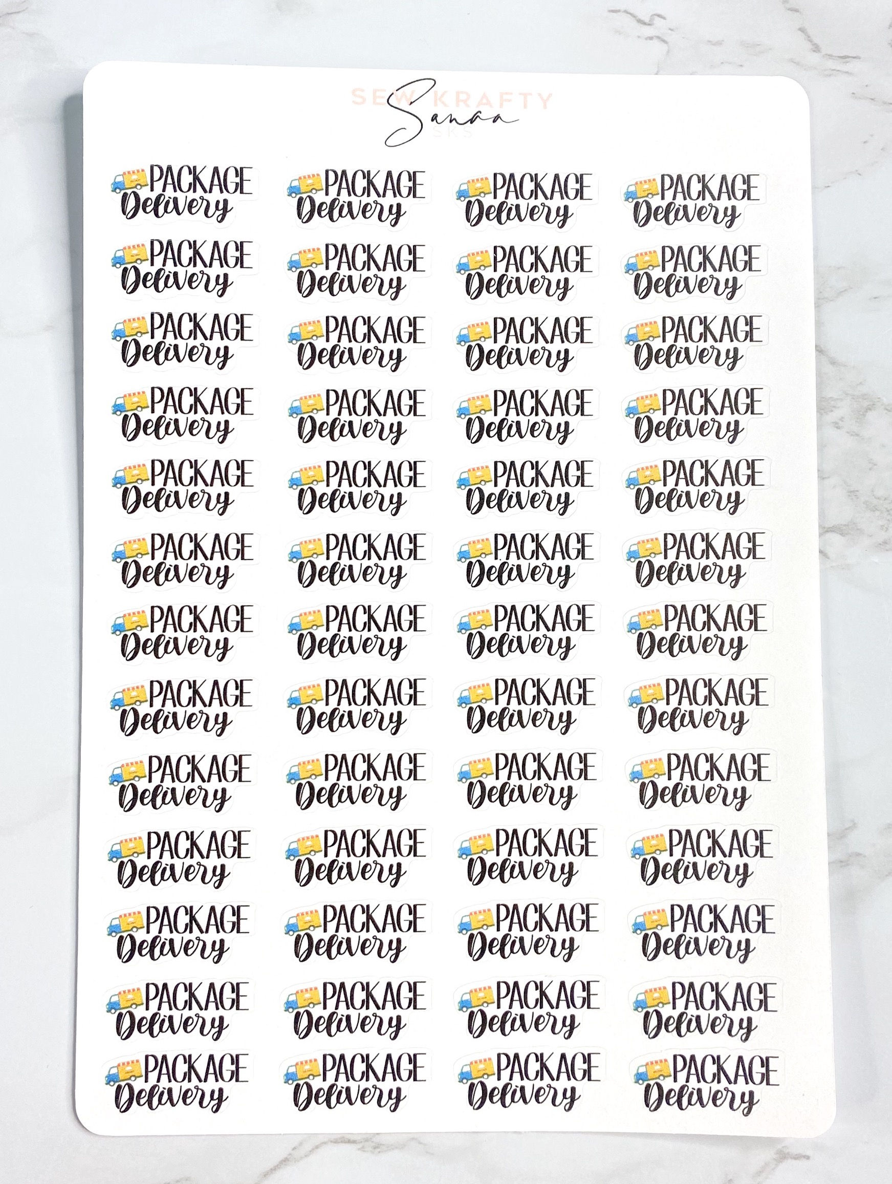 Package Delivery w/ Icon - Script Functional Planner Stickers