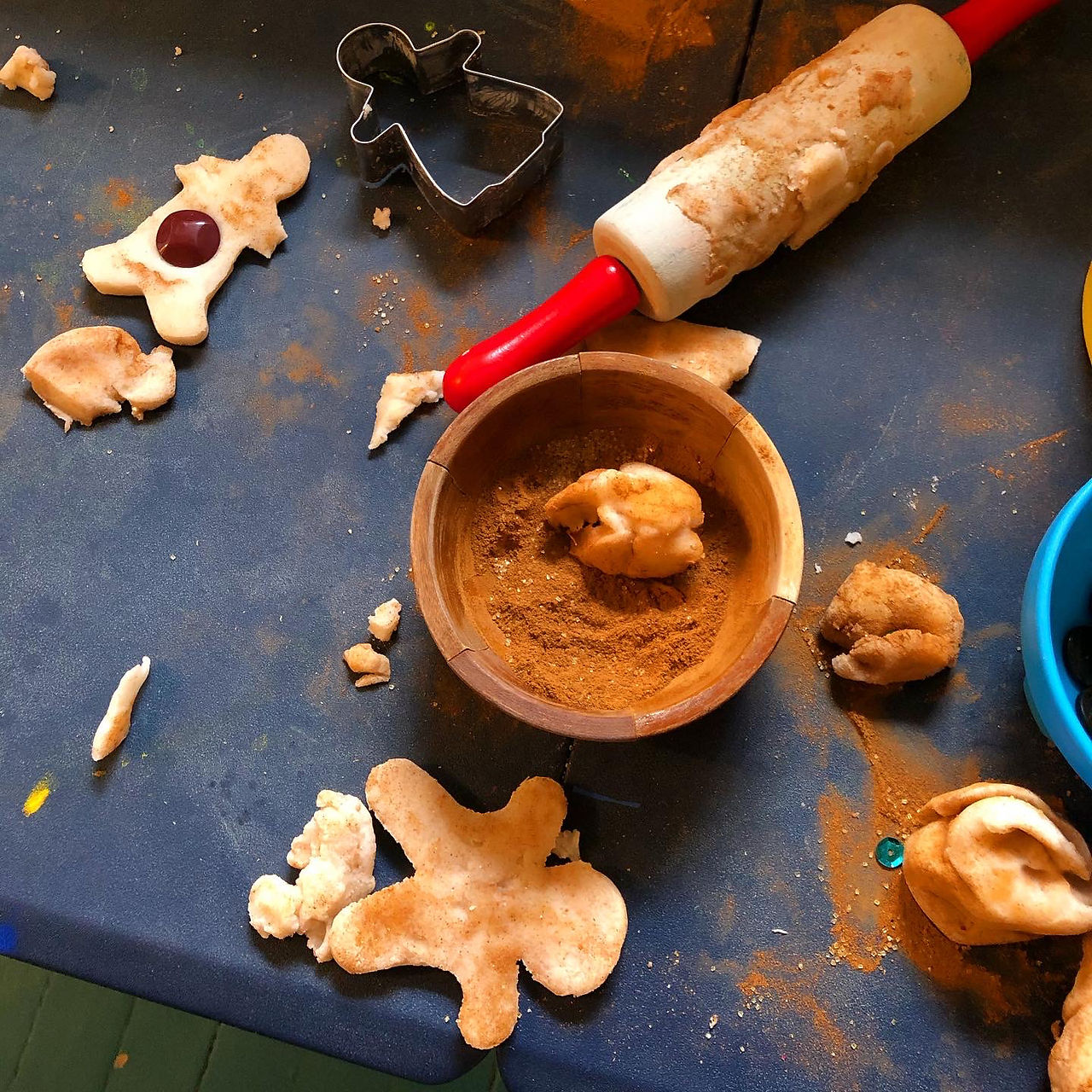 Dough and cinnamon used for art with toddlers.