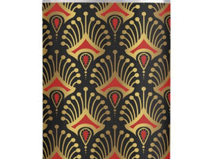 Top 10! Gold and red Art Deco pattern on black Flask