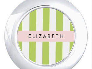 Hot Review! Green Stripes, Lines, Striped Pattern, Your Name Compact Mirror