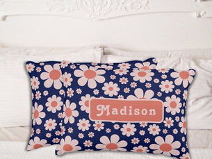 Best Deals! Retro Daisy Name Navy Blue Pillow Case