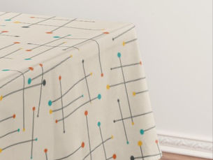 Best Deals! Mid Century Lines And Circles Atomic Age Tan Tablecloth