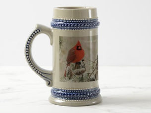 Big Deals! When a cardinal appears, a loved one is near beer stein