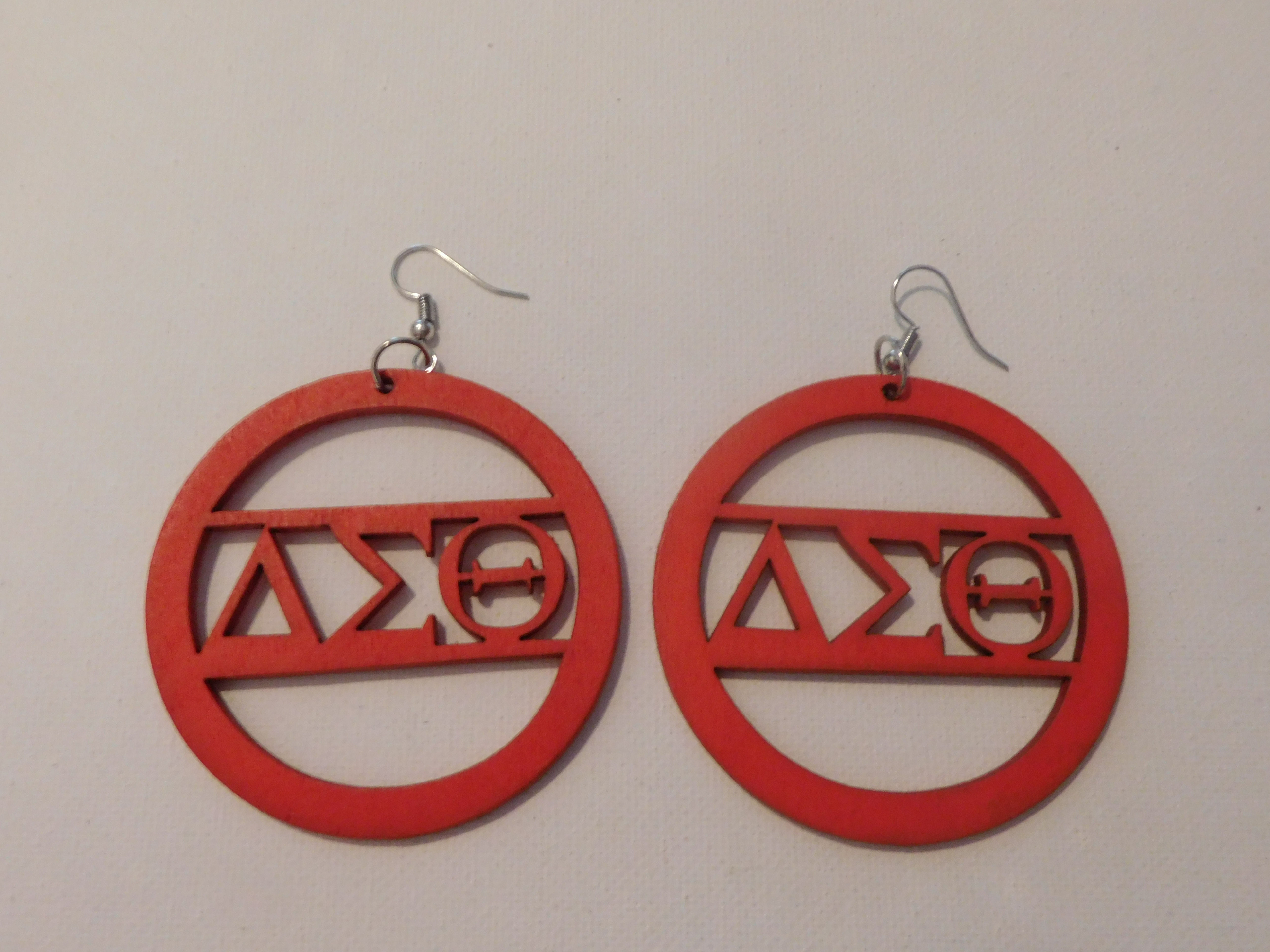 Small Red DST Center Round Earrings