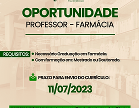 OPORTUNIDADE: PROFESSOR FARMÁCIA