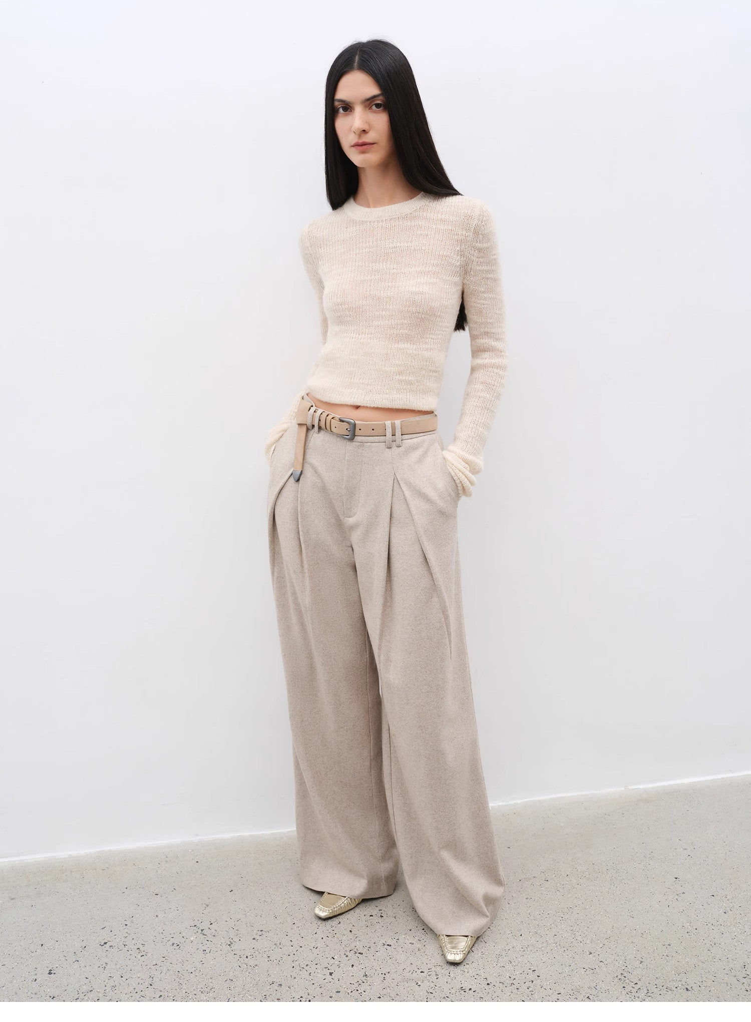 "City Stroll" Casual and Relaxed Wool-Blend Double-Pleated