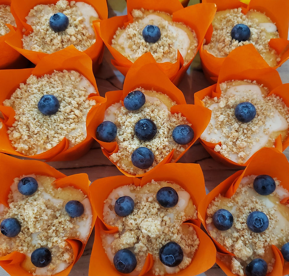 Orange Blueberry Muffin with glaze or crunch on top *