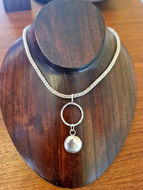 Viking Knit sterling silver necklace with double drop pendant