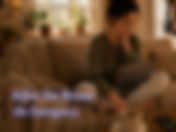 Kayla sits cross-legged on a couch with her laptop and phone nearby as household demands gather around her, with the words “Before You Become the Emergency.”