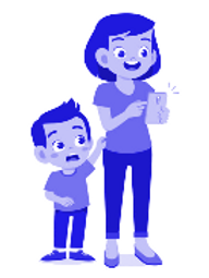 Blue clipart: mom neglecting boy on her phone