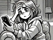 Worried girl looking at her phone illustrating the impact of anxiety and addiction from social media affecting her teen mental health