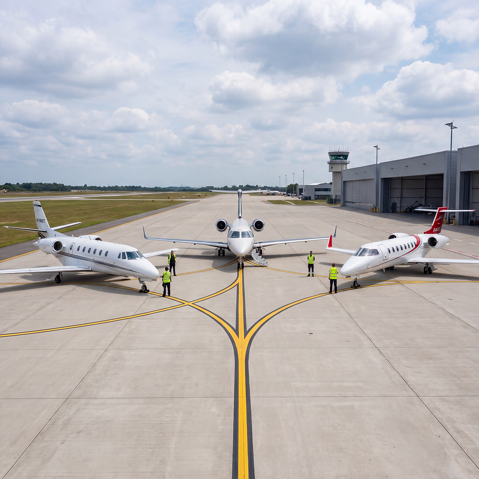 Firefly_Gemini Flash_Citation XLS+, Embraer Praetor 600, Learjet 75plans together in the r