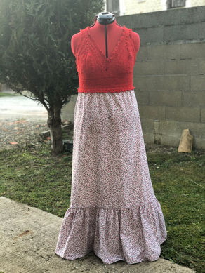 Confection d’une robe mi crochet mi tissu :