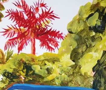 detail of Pink Palm a painting by Tilly Strauss