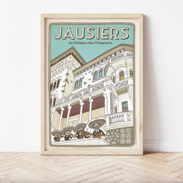 magnans-jau
Découvrez la magie du Château des Magnans de Jausiers à travers cette affiche mettant en scène des musiciens mexicains au pied de ce monument historique emblématique. 