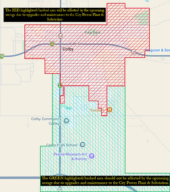 Outage map courtesy of the City of Colby