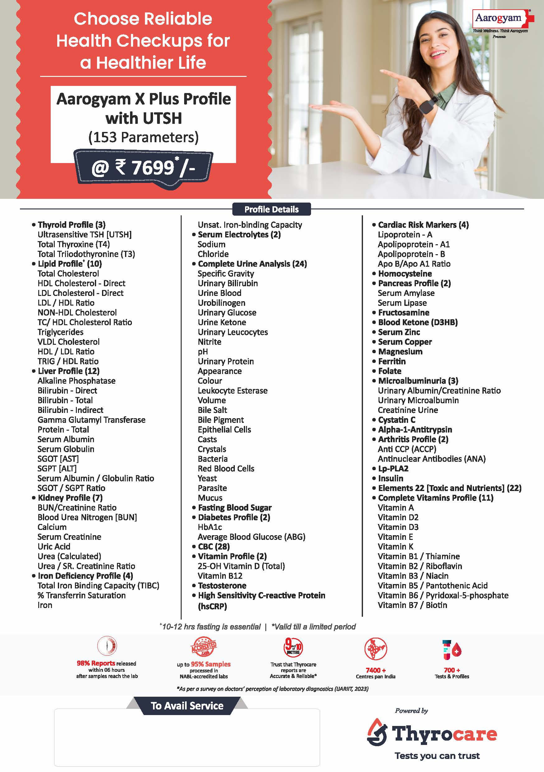 Aarogyam X Pro Thyrocare blood test packages kovilpatti