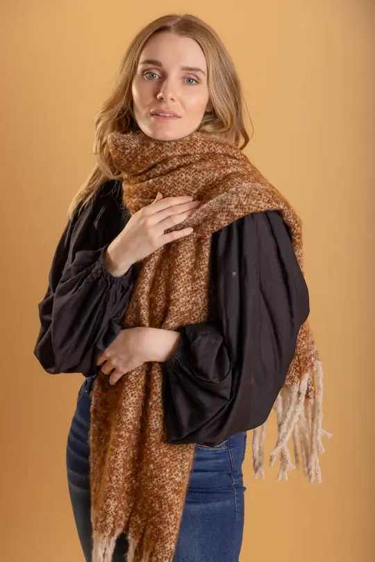 Thumbnail: TASSEL SCARF MOCHA MARLE