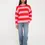 Thumbnail: KENZIE STRIPE KNIT CREW PINK/RED