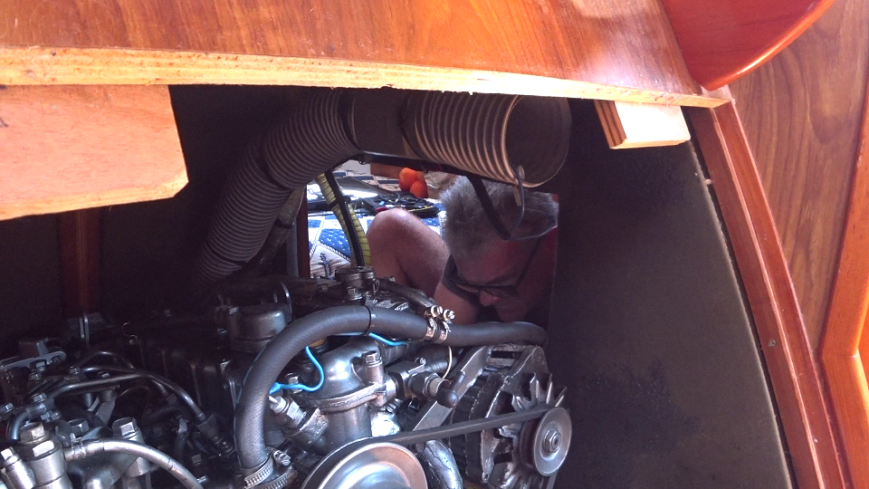 Baz servicing the engine