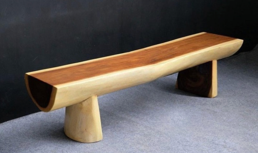 suar wood log bench