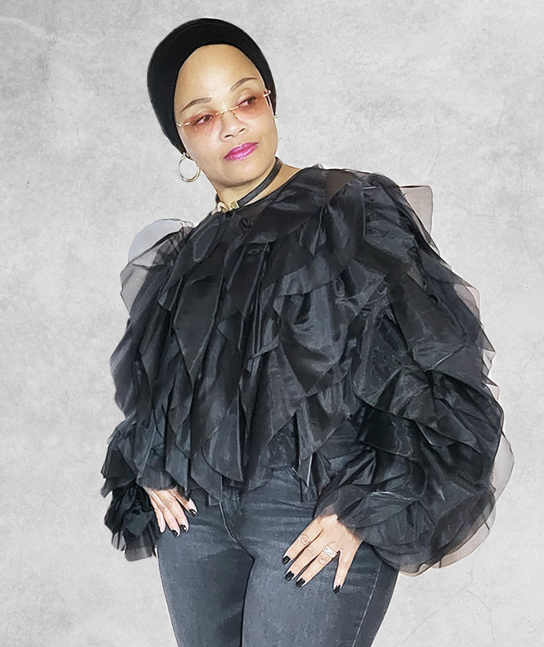 Cascading Ruffles Chiffon Blouse