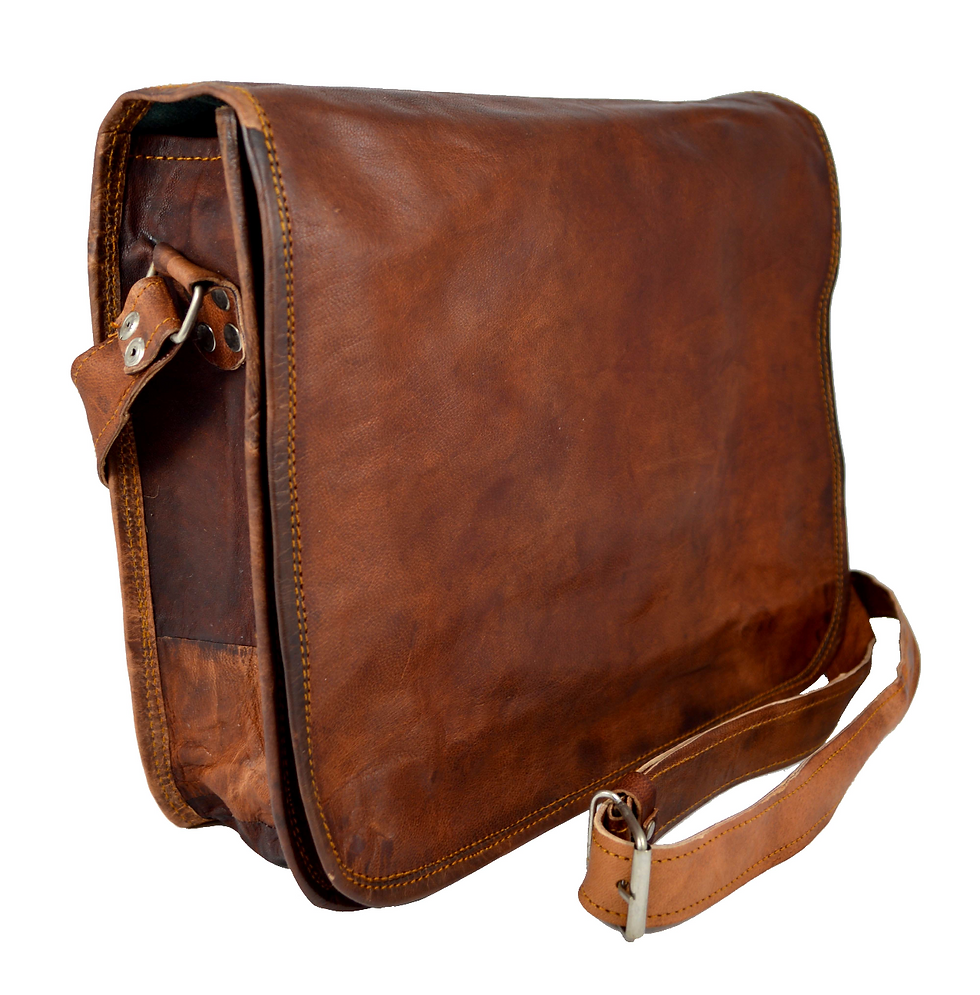Thumbnail: 13" Wide Leather Messenger Bag 13WM