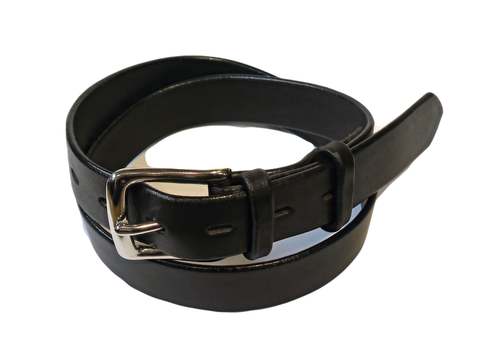 Thumbnail: Stainless Steel buckle on black saddle leather belt