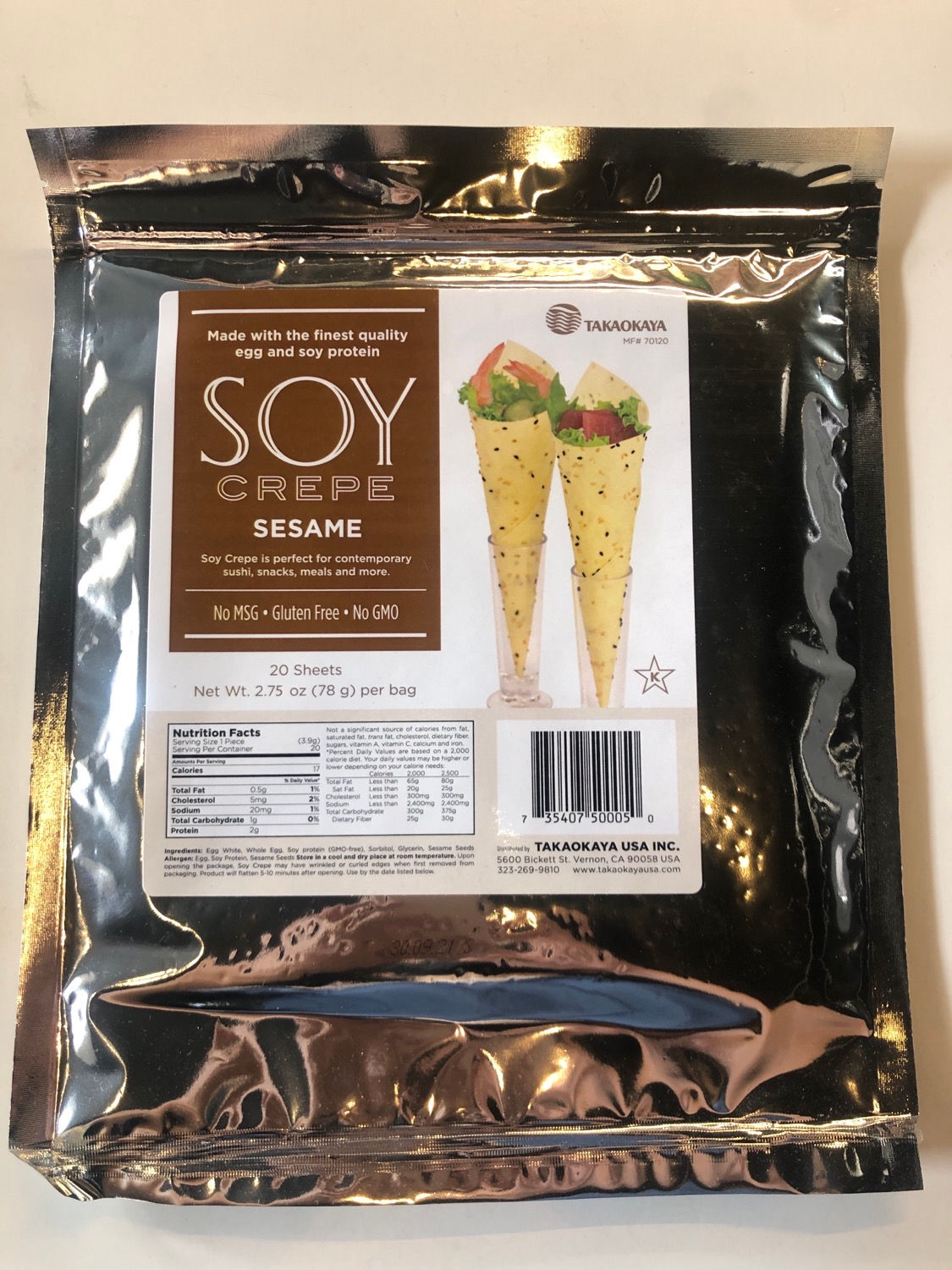 Soy Crepe - Sesame - 20 sheets - 78g