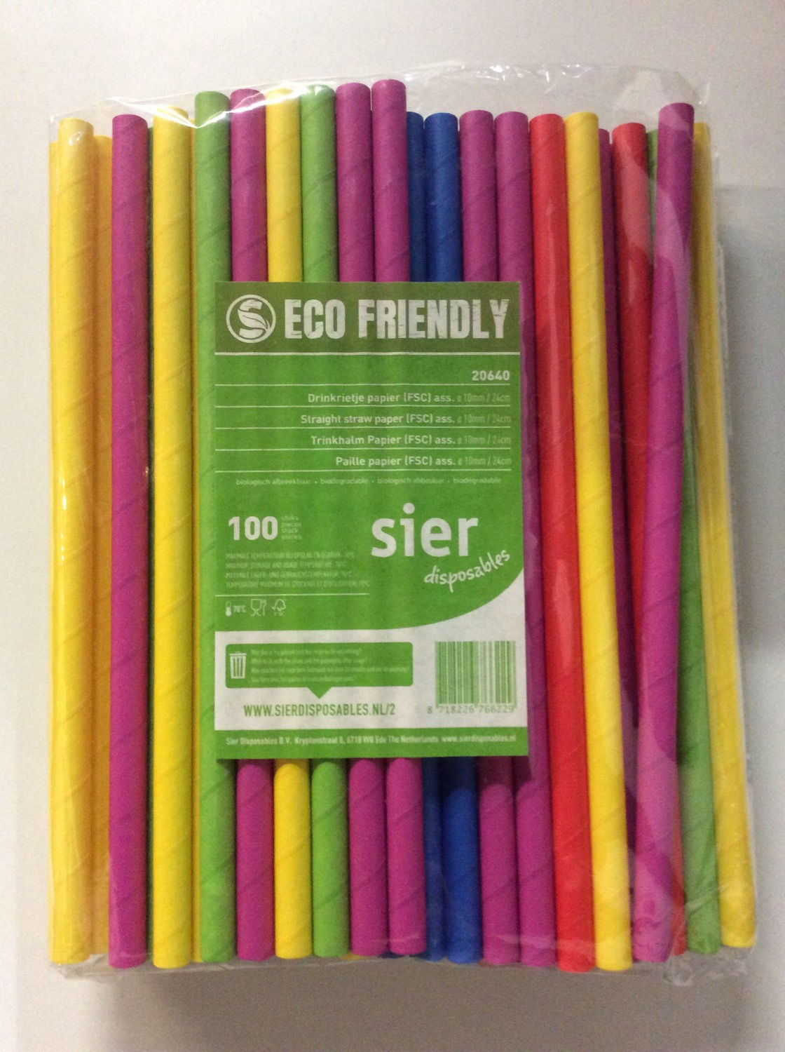 Straight Straw Paper 10mm diameter - 24 cm length 100 pieces
