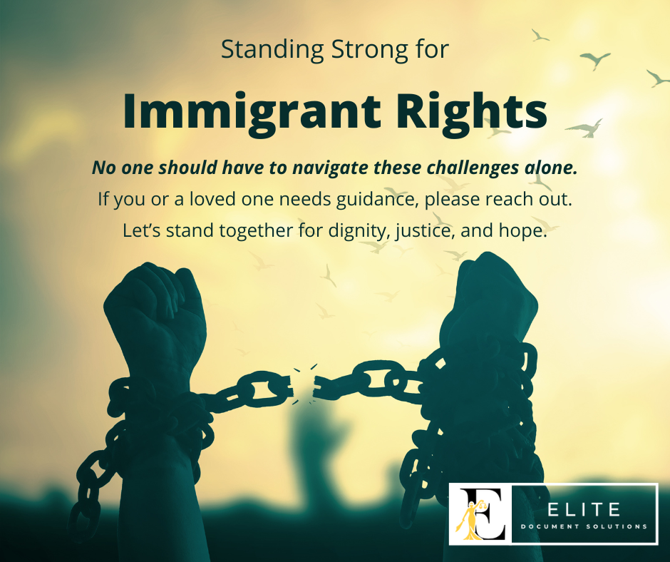 Advocacy efforts supporting immigrant rights, dignity, and access to resources and legal protections.