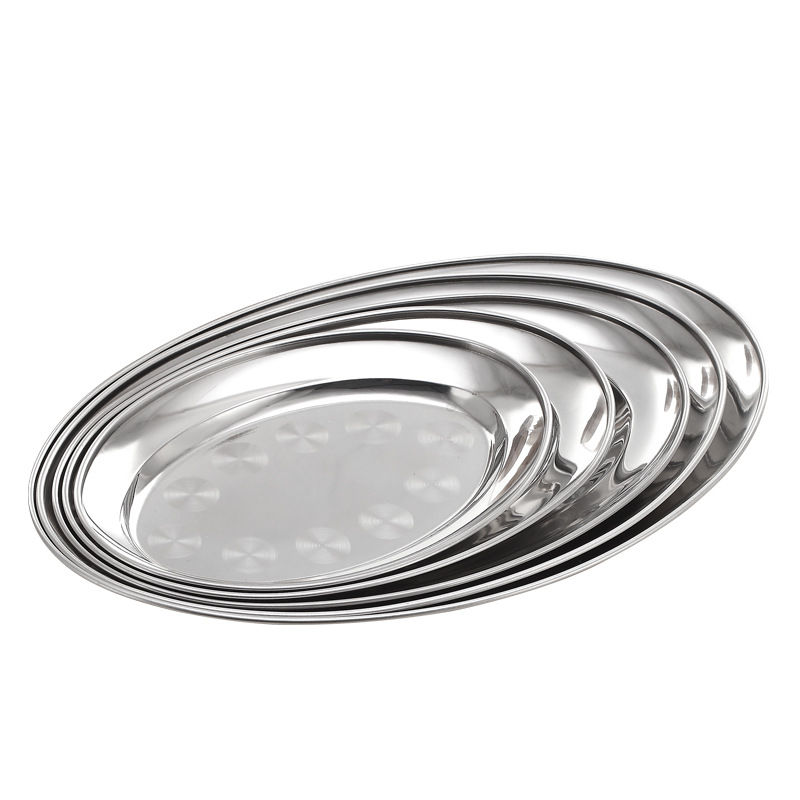 Thumbnail: Tray Stainless Steel Serving Plate Oval Deep Egg Shape Tray