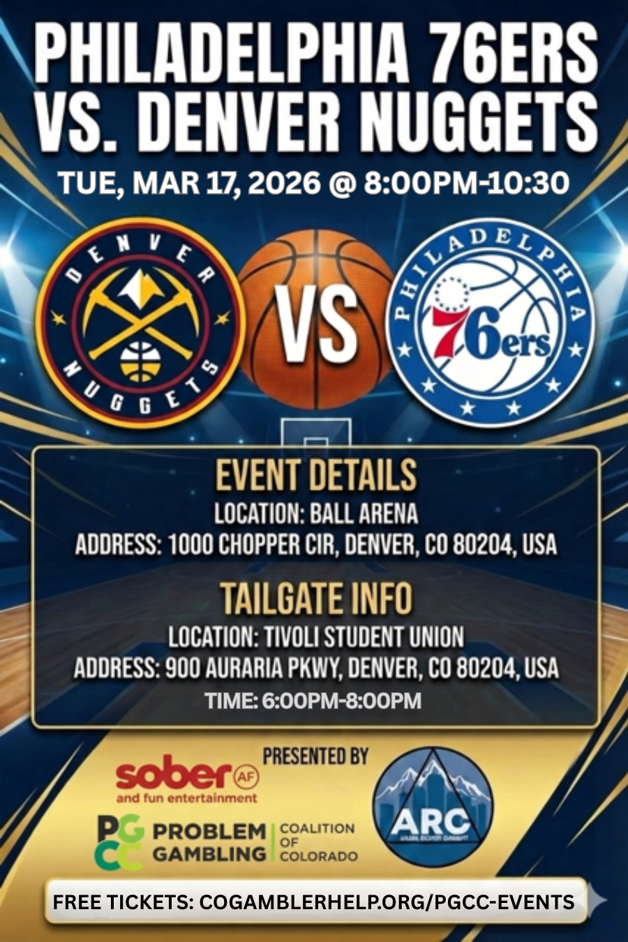 Nuggets vs. 76ers Tailgate Party & Game