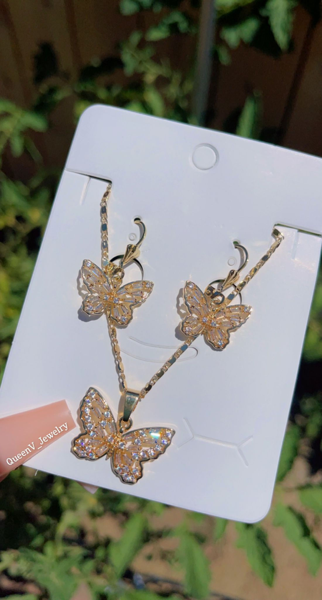 Cubic Zirconia  Butterfly Necklace and Earrings Set