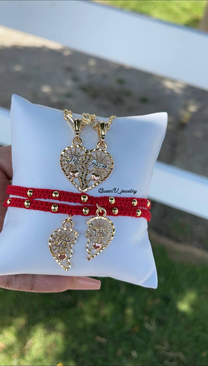 Thumbnail: TE AMO Matching Adjustable Broken Heart Bracelets for Couples
