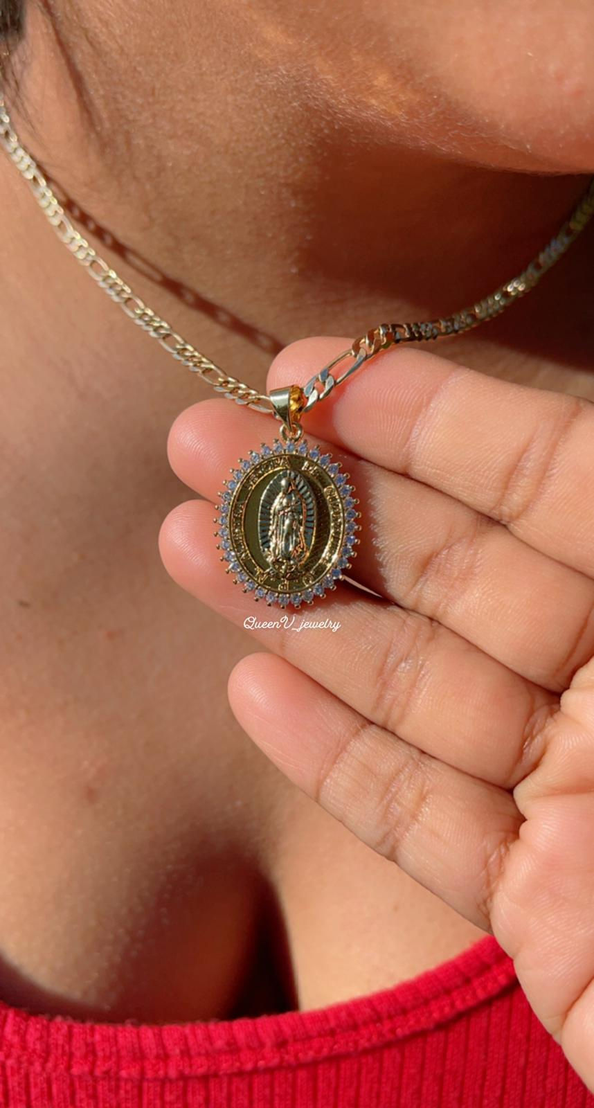 Thumbnail: Nuestra Señora De Guadalupe Diamantada Medium size Necklace