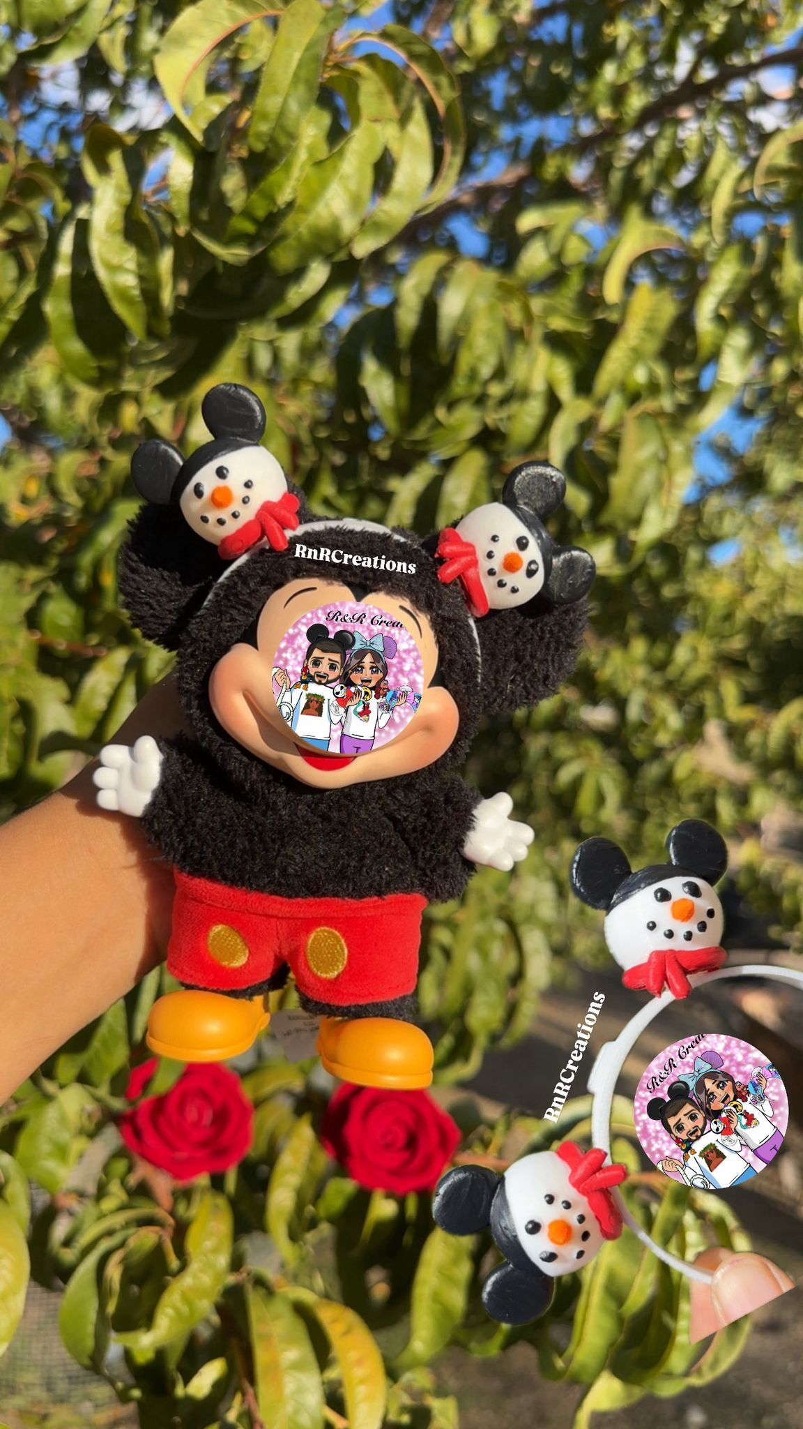 Christmas Snowman Figurine Keychain Doll Handmade Ears